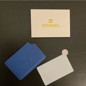 NIB  Blue Card Holder & Mirror With Logo